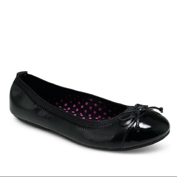 NWT Sperry Top-Sider Kids Girls Elise Black Faux Leather Bow Flats - Picture 2 of 5